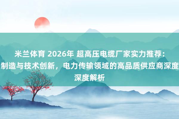 米兰体育 2026年 超高压电缆厂家实力推荐：专业制造与技术创新，电力传输领域的高品质供应商深度解析