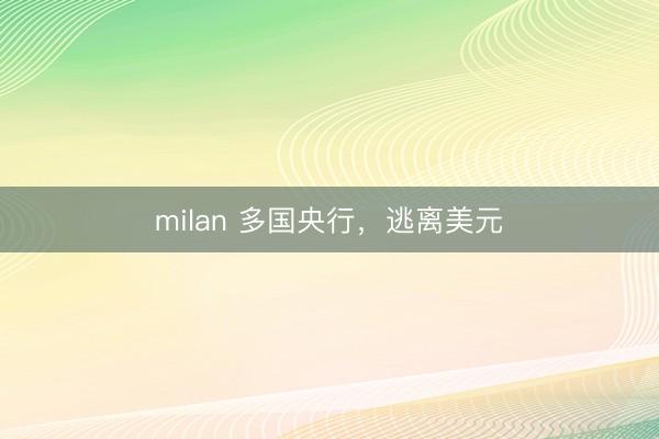 milan 多国央行，逃离美元