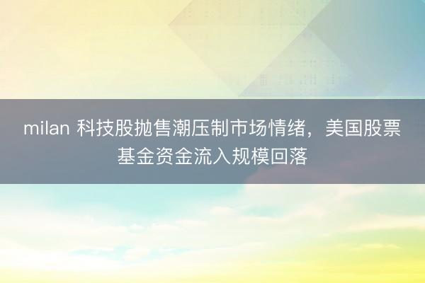 milan 科技股抛售潮压制市场情绪，美国股票基金资金流入规模回落