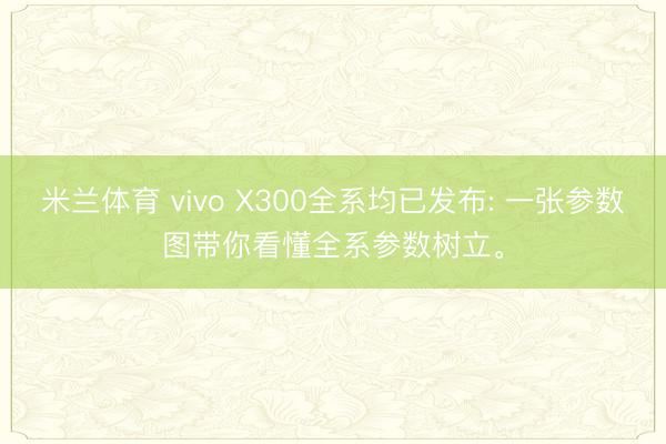 米兰体育 vivo X300全系均已发布: 一张参数图带你看懂全系参数树立。
